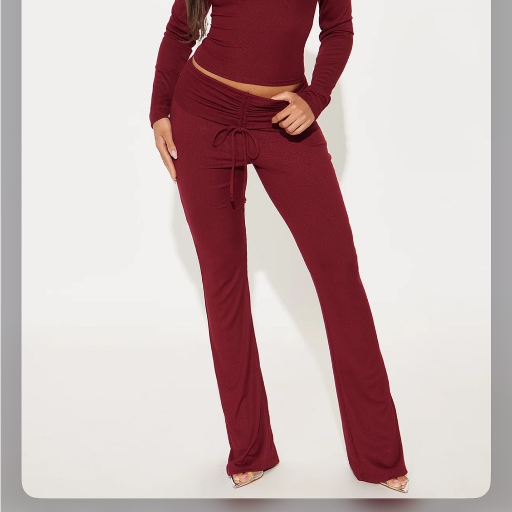 Fashion Nova Burgundy Straight Leg pants set
